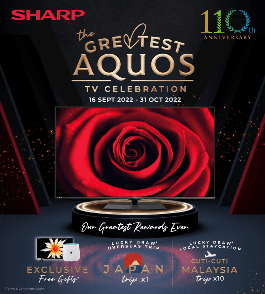 SHARP AQUOS系列智能电视机看点十足！限时折扣高达RM8000！送出各种豪 